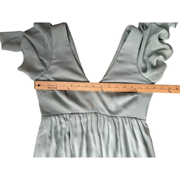 Birdy Grey Hannah Chiffon Sage Empire Dress Flutter Sleeve Women's Sz XS Pockets - Picture 8 of 13